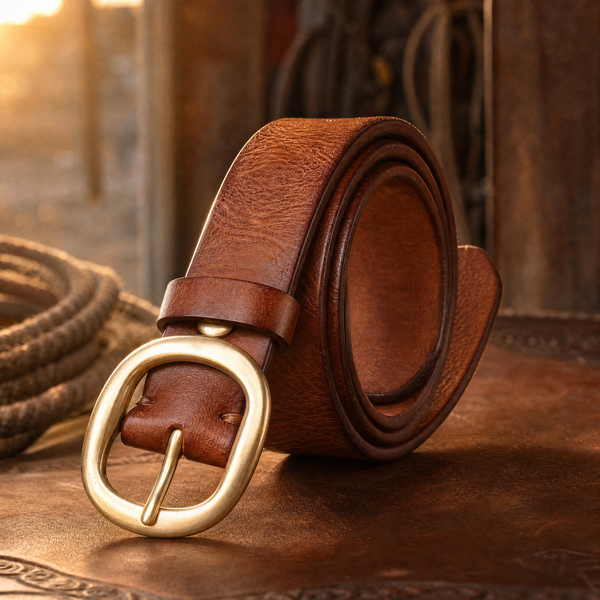 Anson Slim Full-Grain Leather Belt in Tan