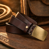 Athens Heavy-Duty Full-Grain Leather Belt in Dark Brown