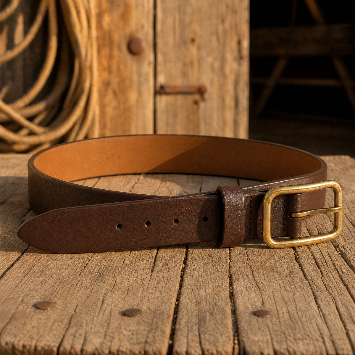 Beeville Full-Grain Leather Belt in Brown