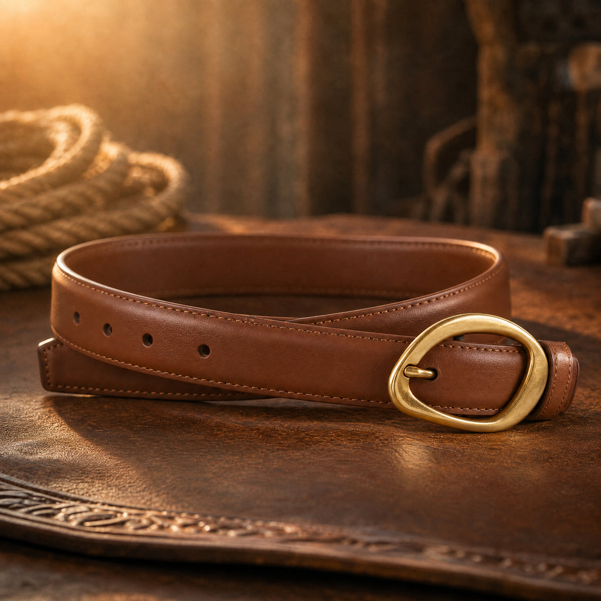 Borden Full-Grain Leather Belt in Brown