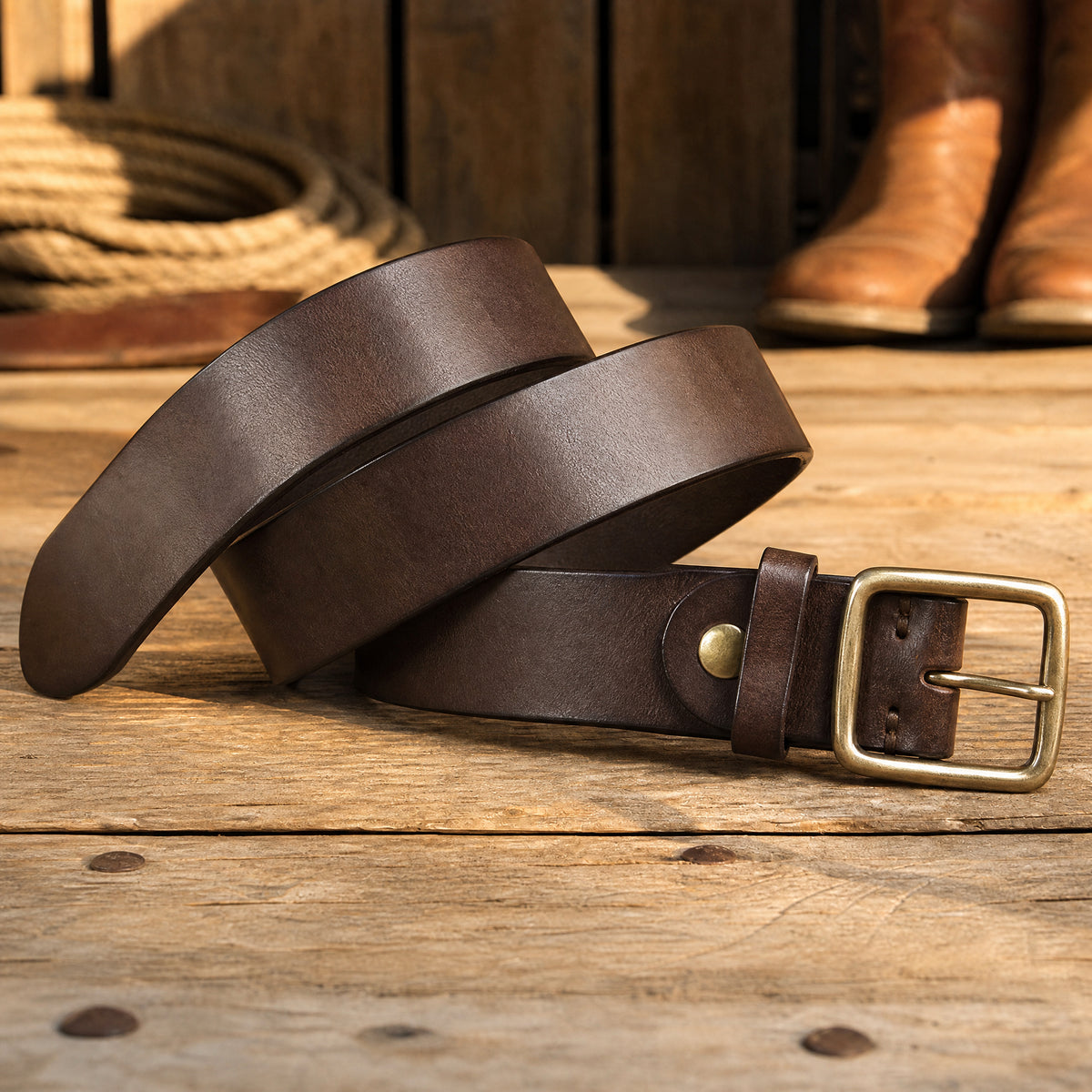 Brownfield Full-Grain Leather Belt in Brown