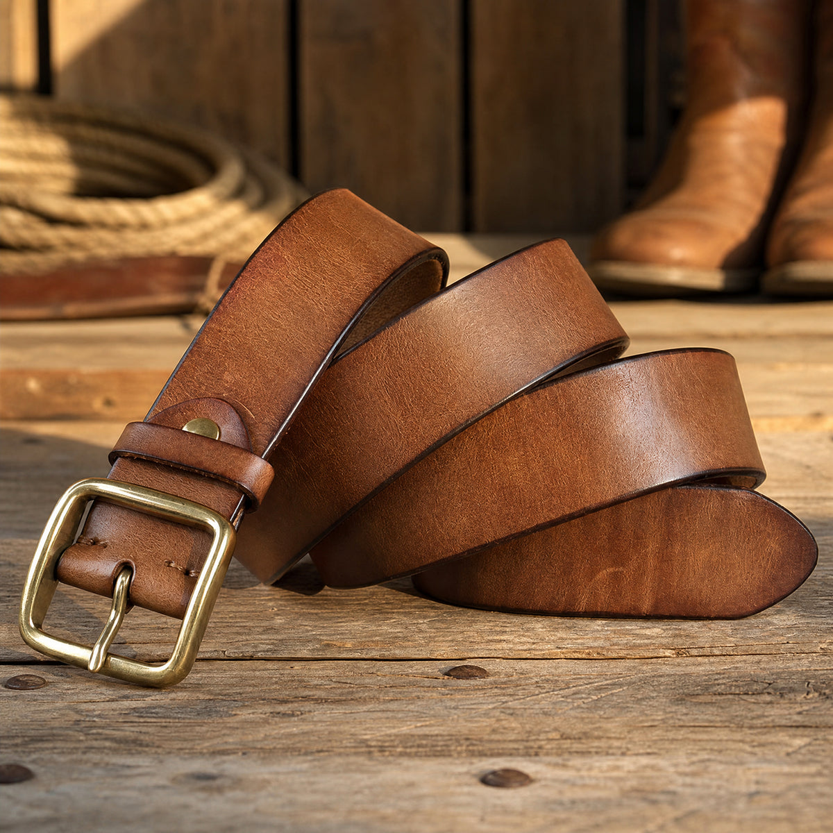 Brownfield Full-Grain Leather Belt in Tan