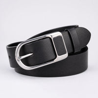 Bruceville Full-Grain Leather Belt in Black Silver