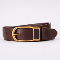 Bruceville Full-Grain Leather Belt in Brown Brass