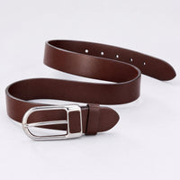 Bruceville Full-Grain Leather Belt in Brown Silver