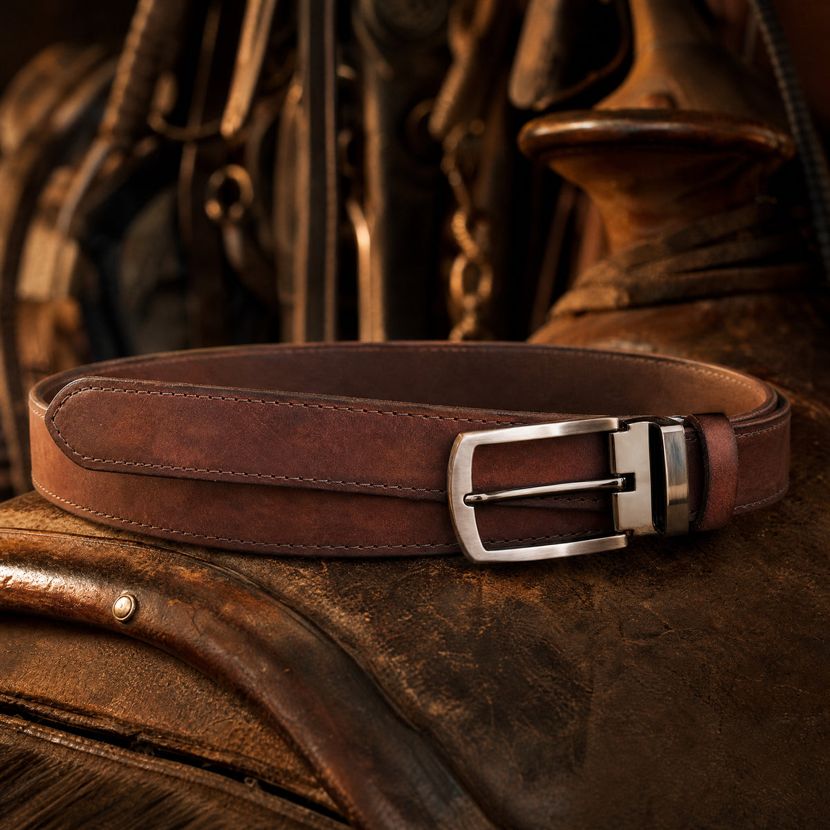 Clarksville Full-Grain Leather Belt in Brown