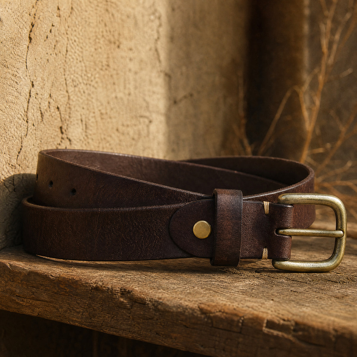 Claude Full-Grain Leather Belt in Dark Brown