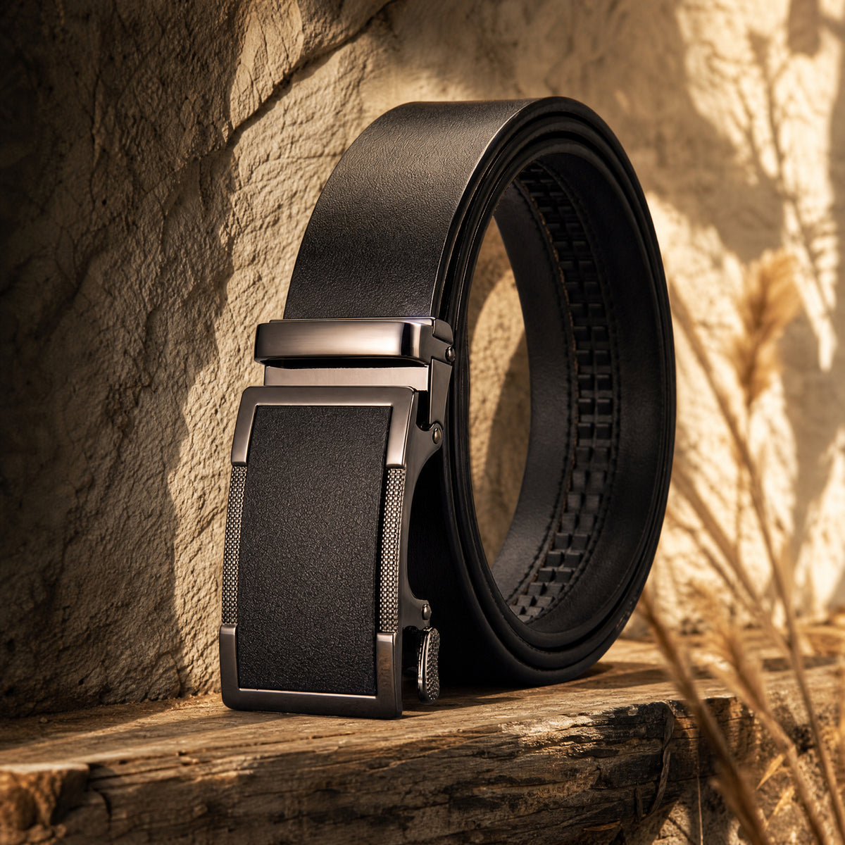 Comanche Full-Grain Leather Belt in Black