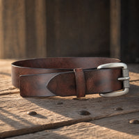 Crowell Full-Grain Leather Belt in Dark Brown