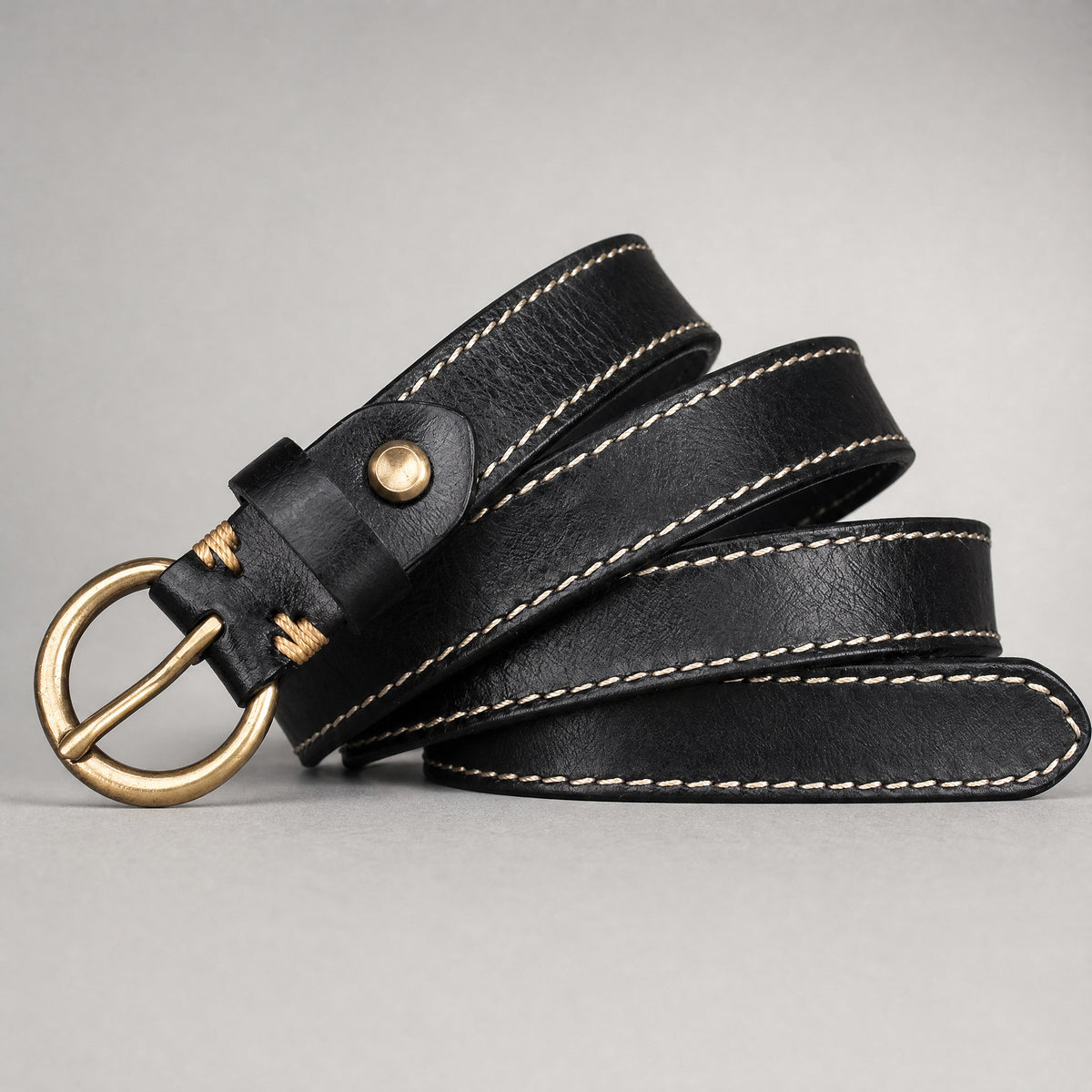 Dawson Slim Full-Grain Leather Belt in Black