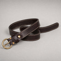 Dawson Slim Full-Grain Leather Belt in Dark Brown