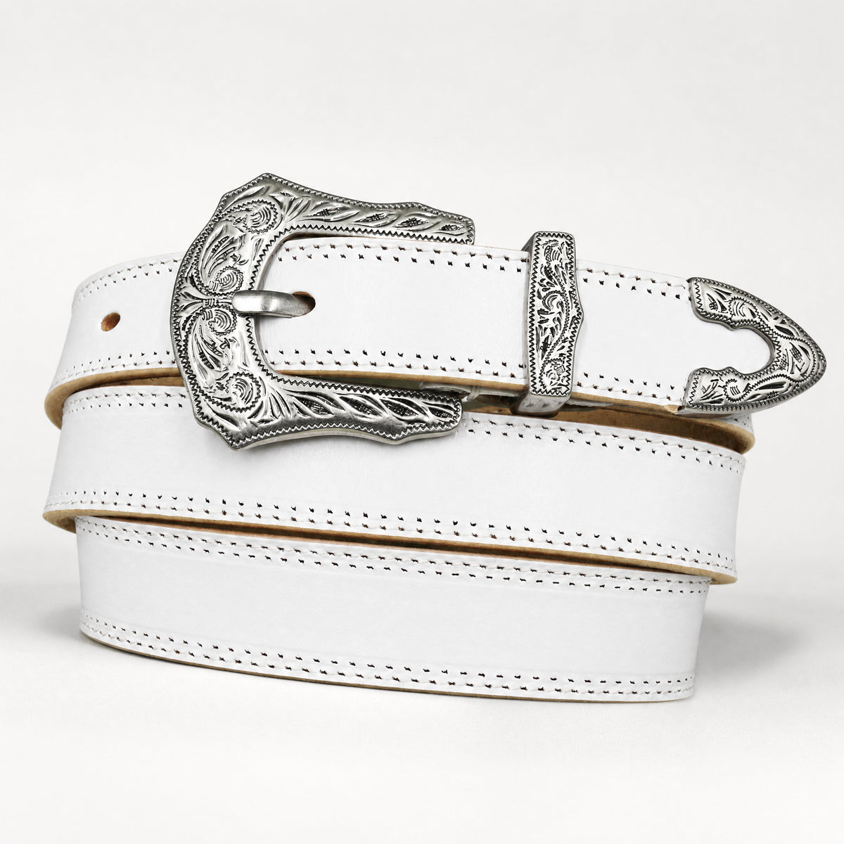 Florence Full-Grain Leather Belt in White