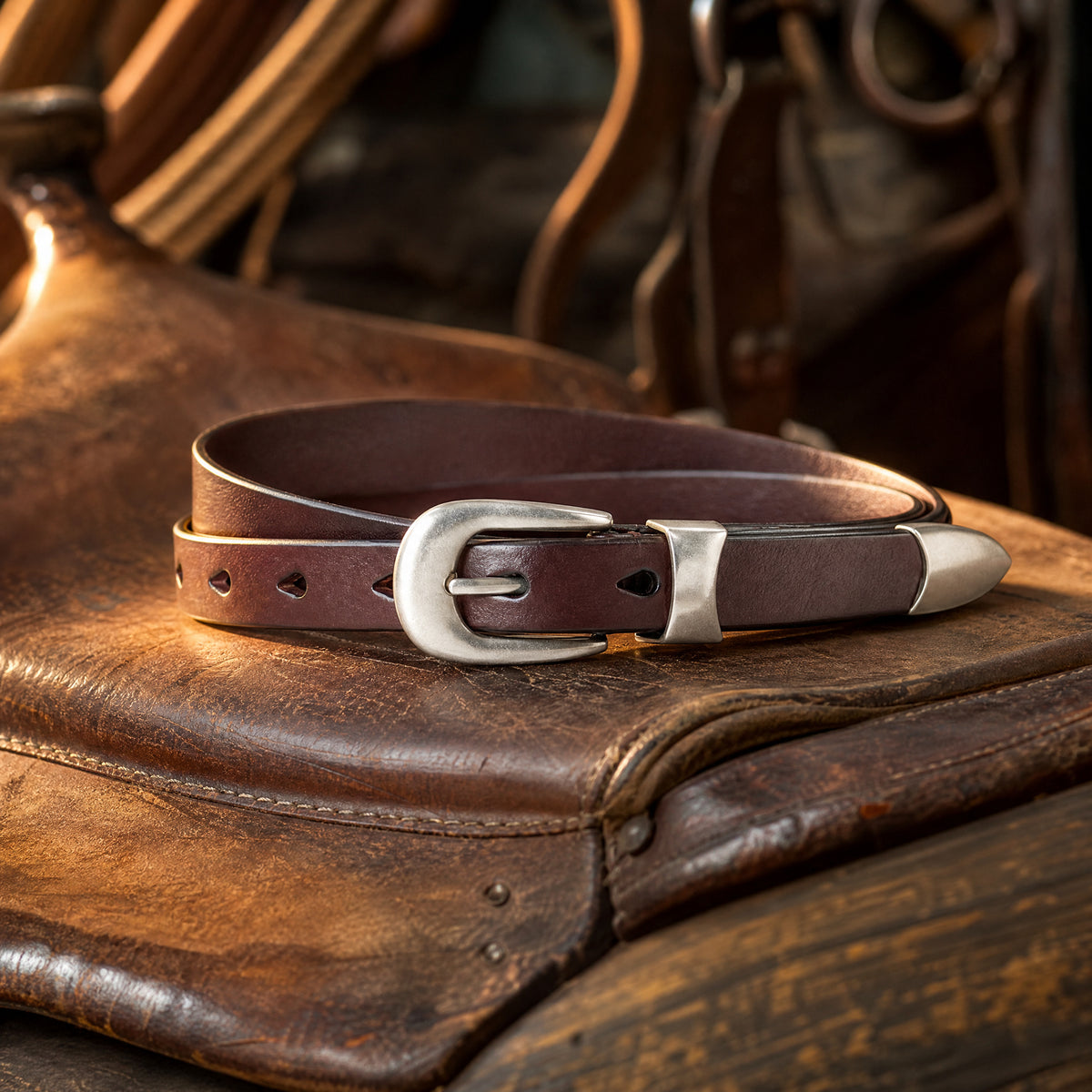 Fredericksburg Slim Full-Grain Leather Belt in Dark Brown