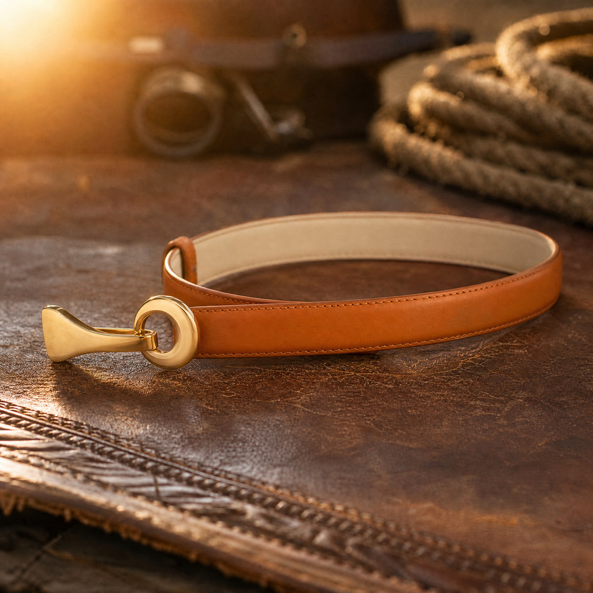 Graford Slim Full-Grain Leather Belt in Tan