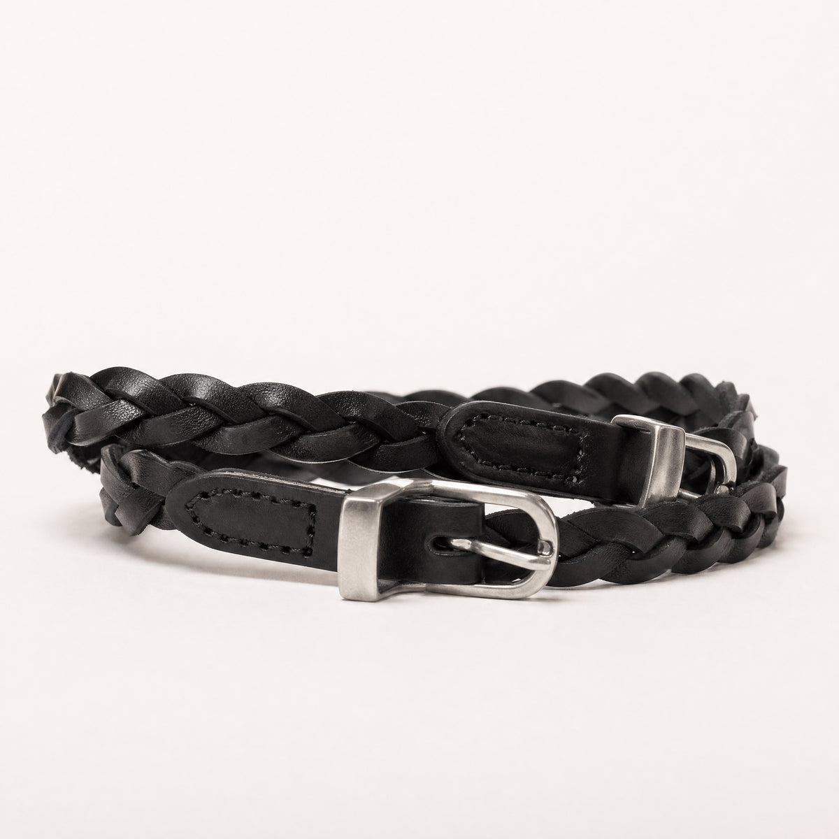 Hallettsville Woven Full-Grain Leather Belt in Black