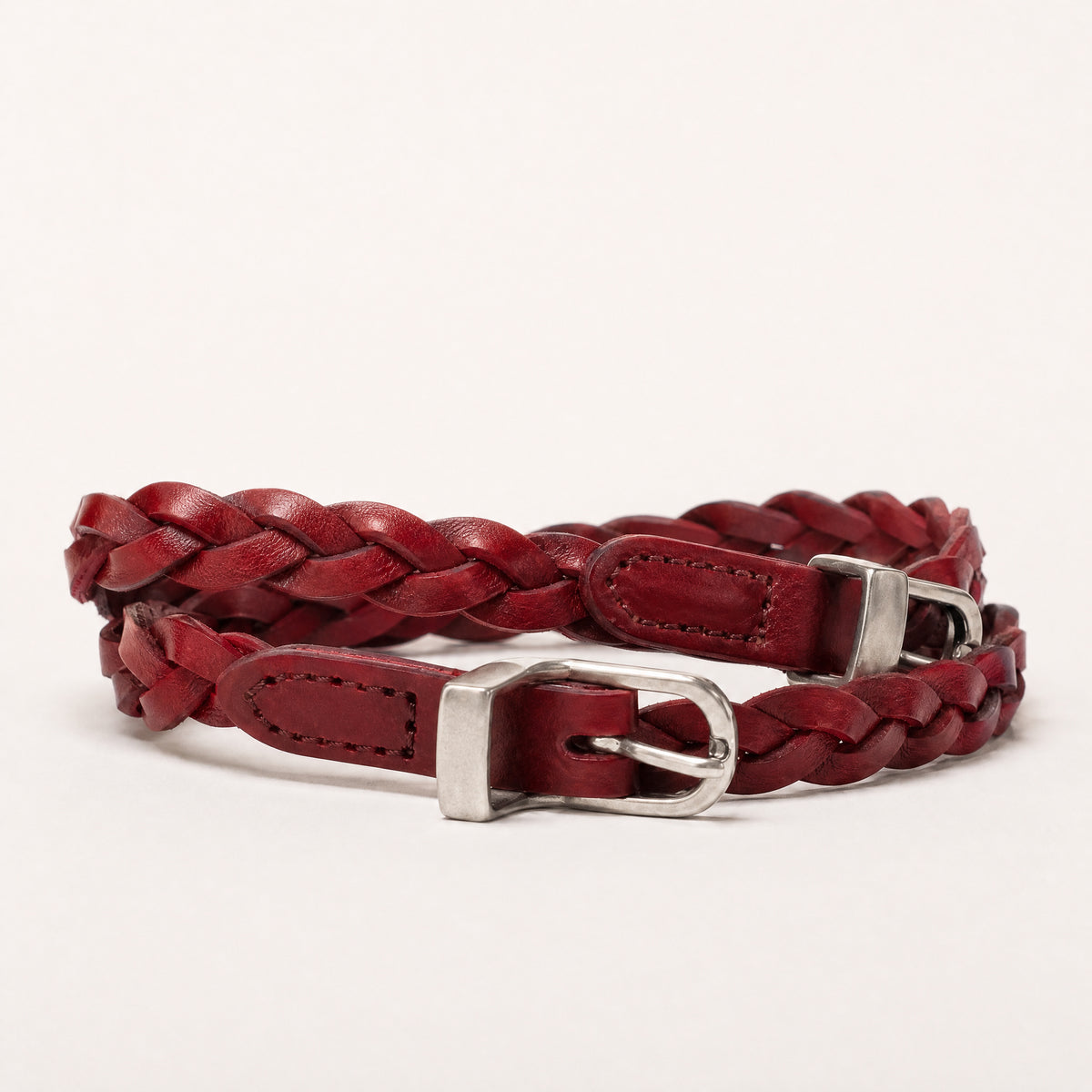Hallettsville Woven Full-Grain Leather Belt in Red