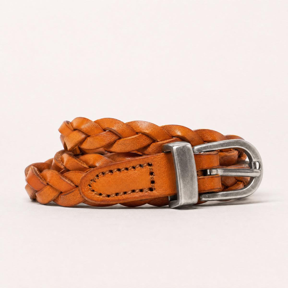 Hallettsville Woven Full-Grain Leather Belt in Tan