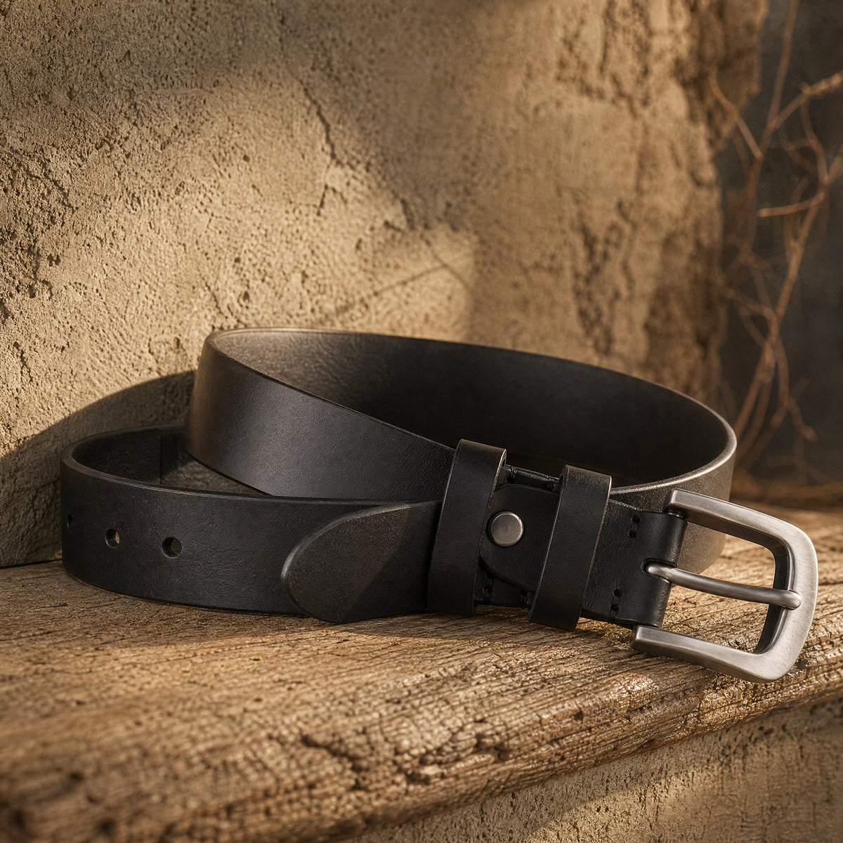 Lott Full-Grain Leather Belt in Black