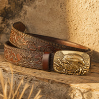 Matagorda Western Full-Grain Leather Belt in Tan Gold