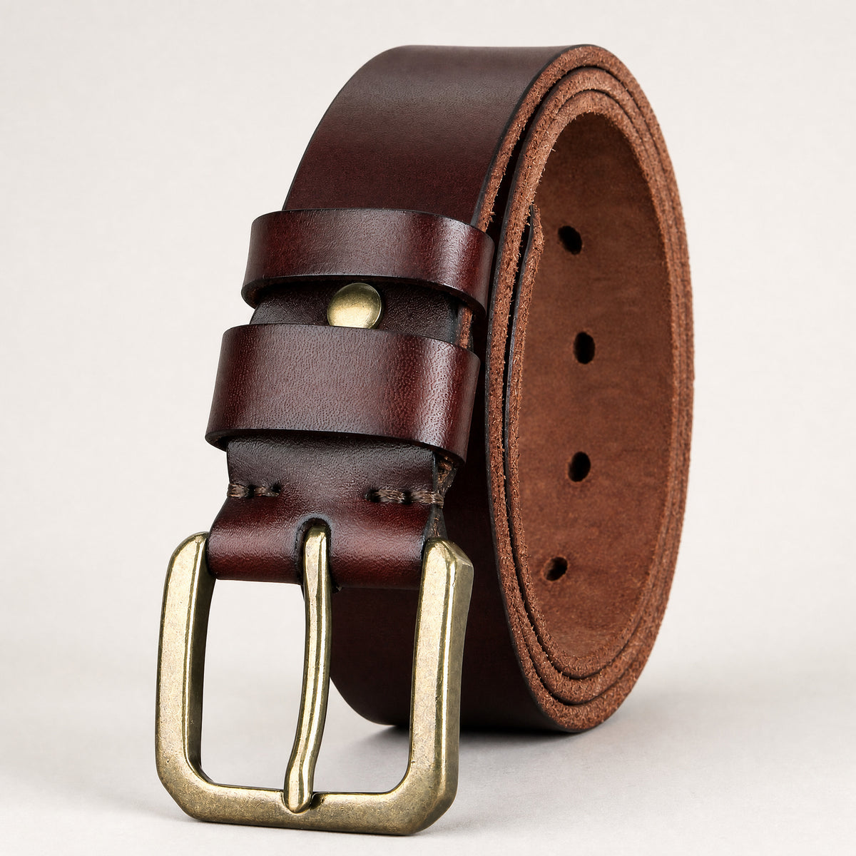 Menard Full-Grain Leather Belt in Dark Brown