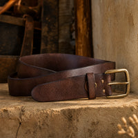 Muleshoe Full-Grain Leather Belt in Dark Brown