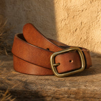 Post Full-Grain Leather Belt in Tan