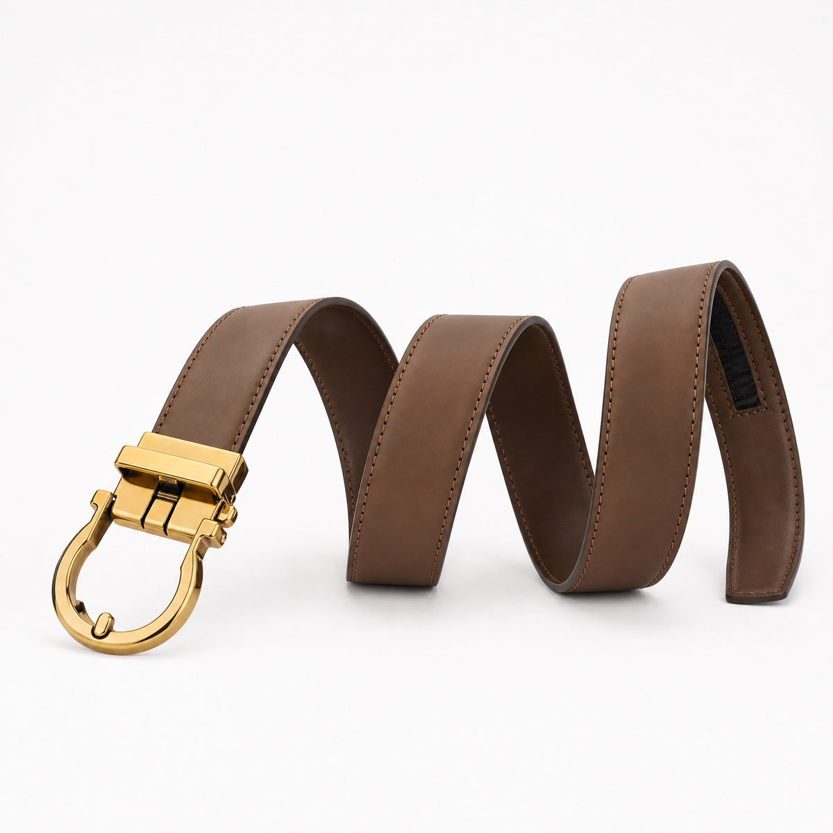 Rockdale Full-Grain Leather Belt in Brown Gold