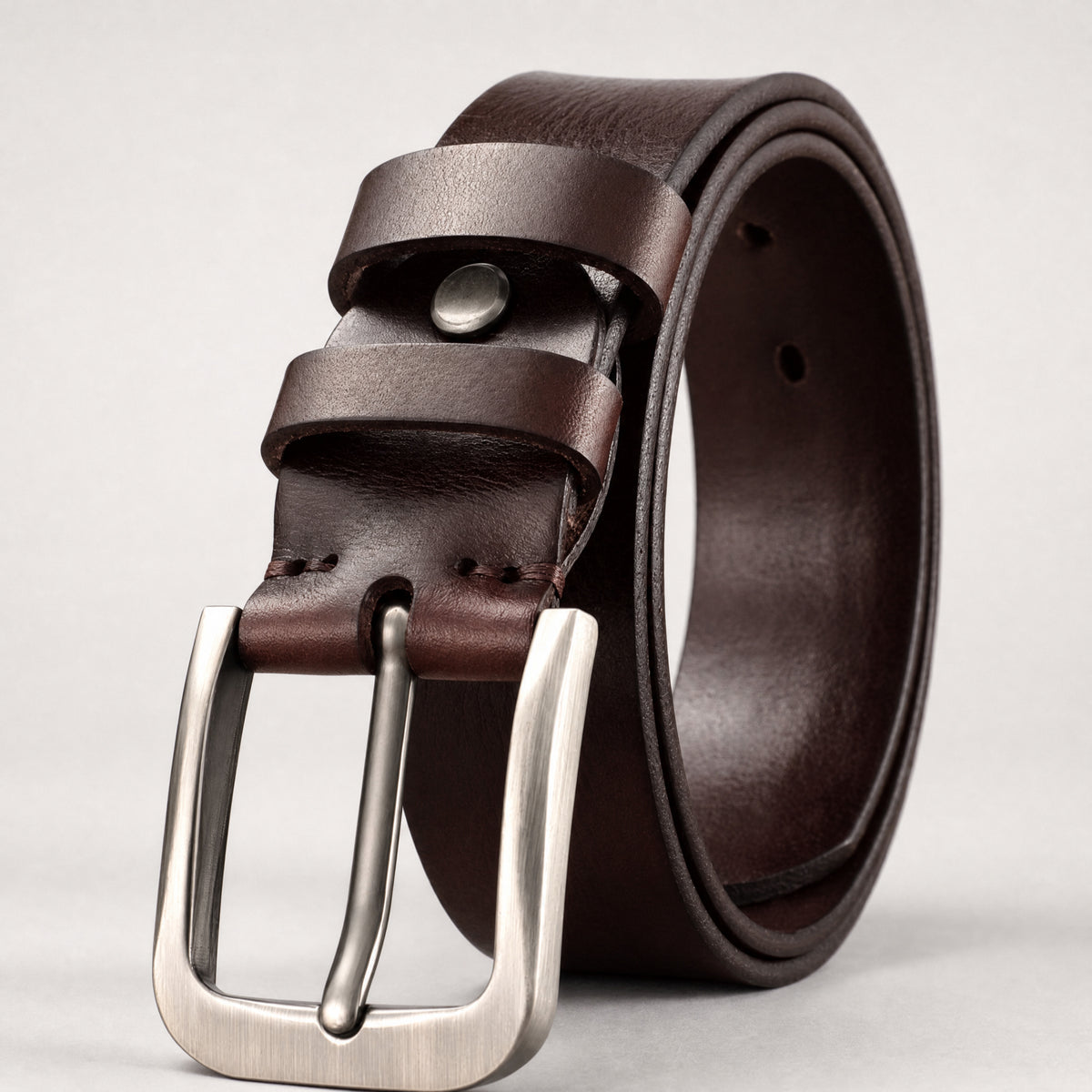 Rosebud Full-Grain Leather Belt in Brown