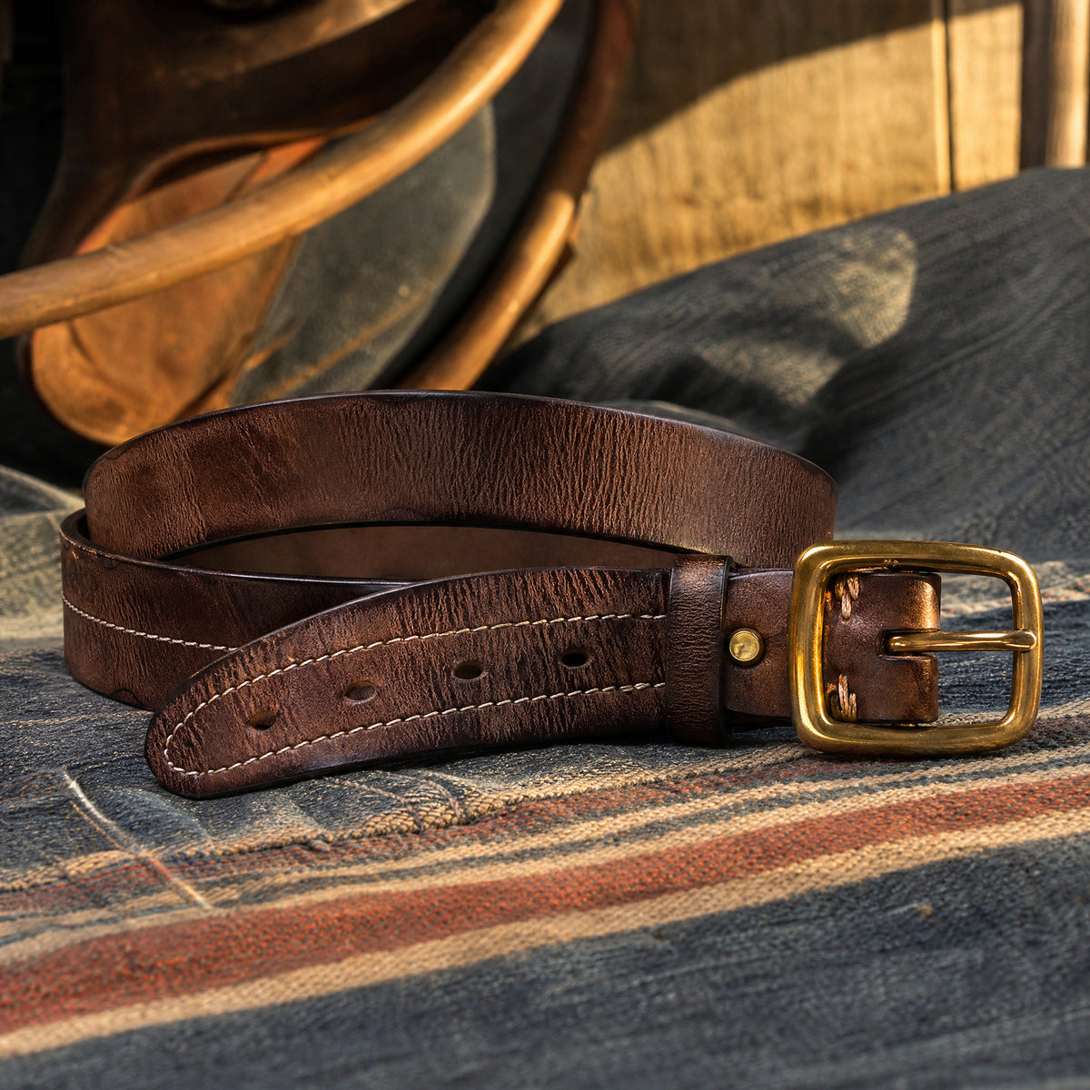 Seymour Full-Grain Leather Belt in Dark Brown