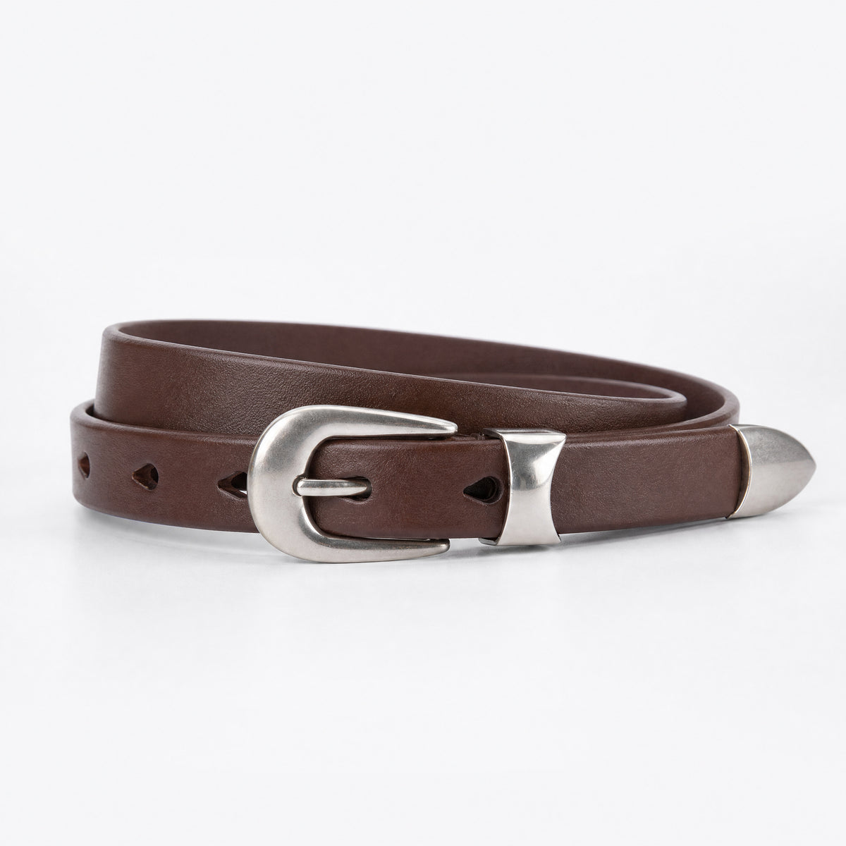Somervell Slim Full-Grain Leather Belt in Brown