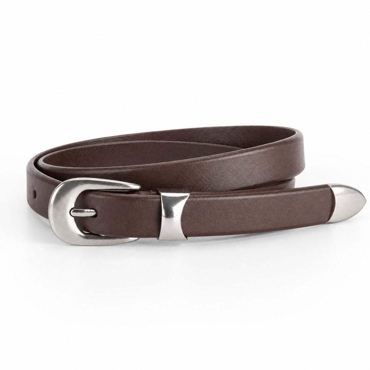 Somervell Slim Full-Grain Leather Belt in Dark Brown