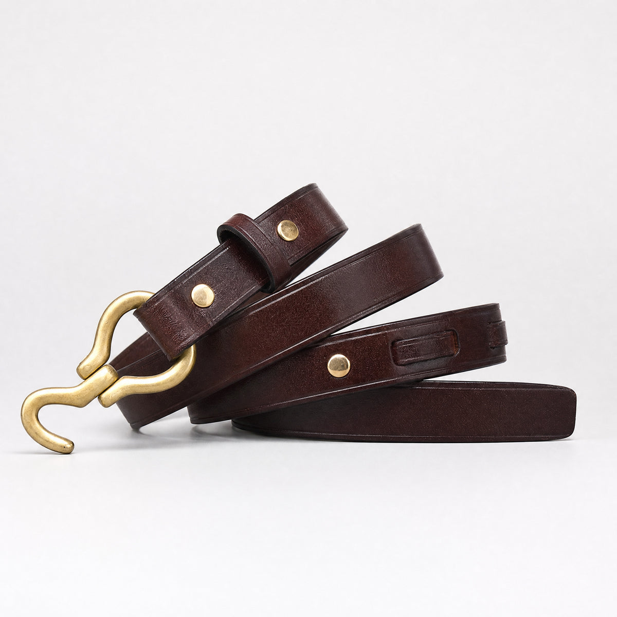 Strawn Slim Full-Grain Leather Belt in Brown