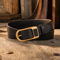 Troy Full-Grain Leather Belt in Black Brass
