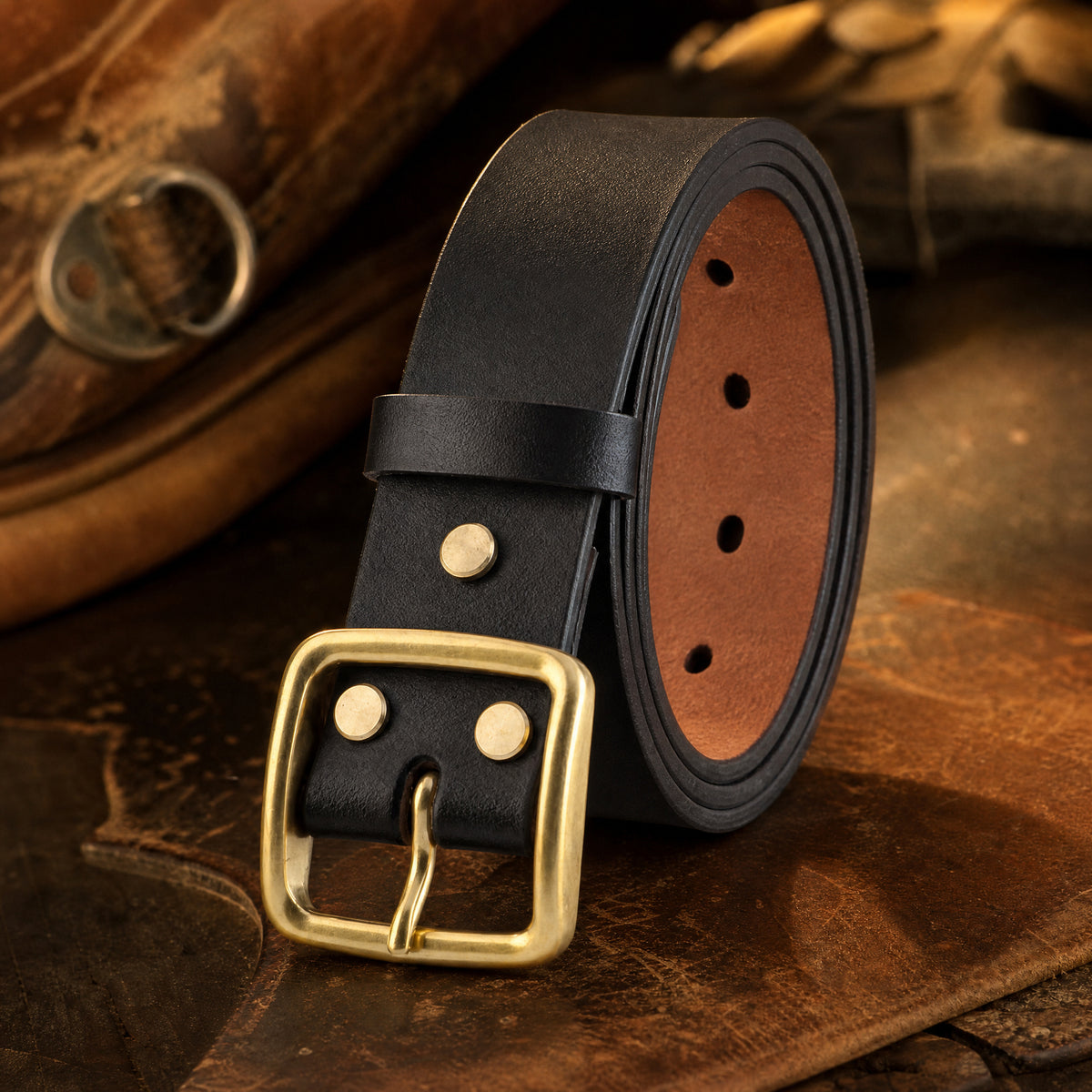 Vanderpool Full-Grain Leather Belt in Black