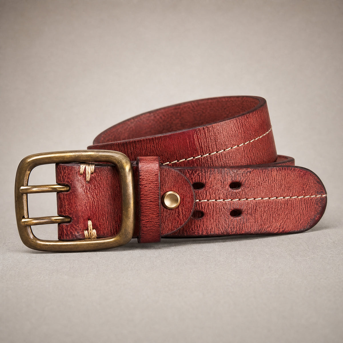 Vernon Full-Grain Leather Belt in Chestnut