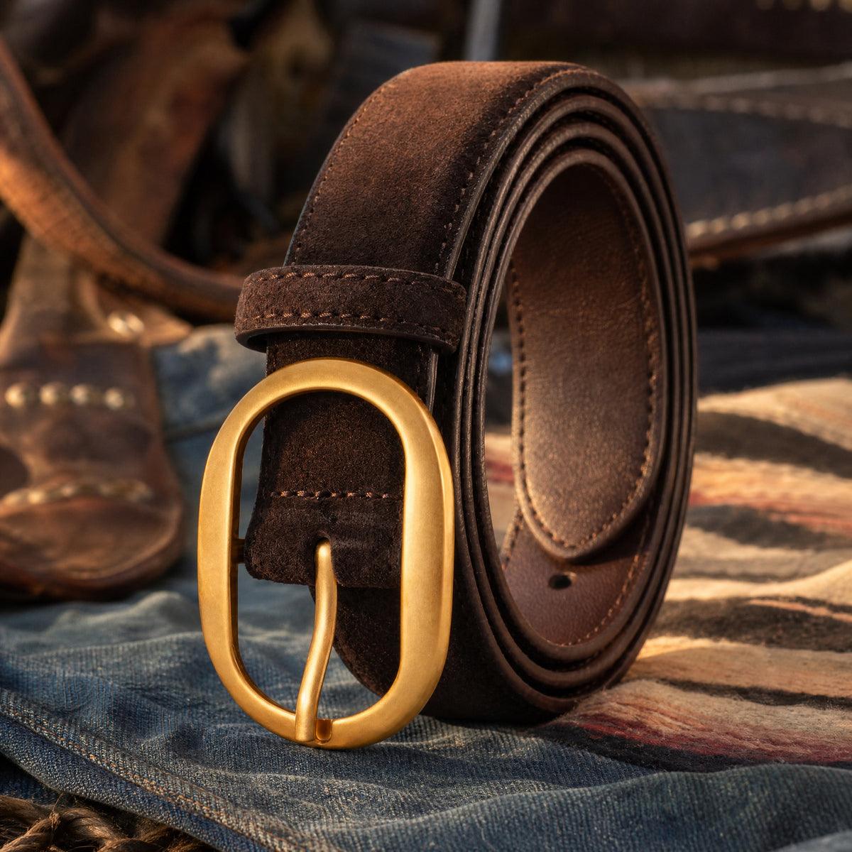 Yoakum Full-Grain Leather Belt in Brown